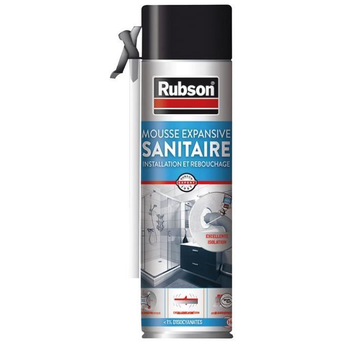 Mousse expansive - RUBSON - Sanitaire - Isolation thermique - Calfeutrage tuyauteries - Aérosol 1L