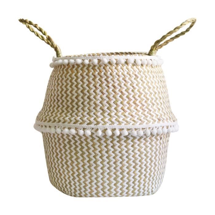 Panier En Osier De Seagrass Pot De Fleurs Pliable Suspendu Panier à Linge Sale Panier De Rangement Décoration Maison L