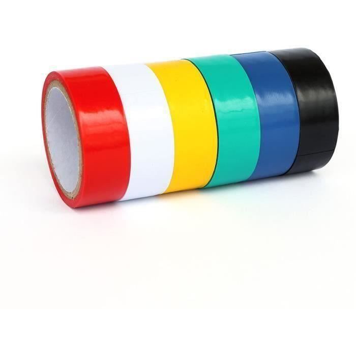 Scotch couleur 6 Pcs Ruban Electrique PVC Isolant – Rouge Jaune Bleu Vert  Noir Blanc 3M MULTICOLOR,GD09735 - Cdiscount Bricolage