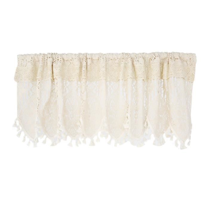 Rideau Court Dentelle Crochet Beige 56×84 Cm – Style Campagne Romantique – Brise-Bise Cuisine Café Fenêtre