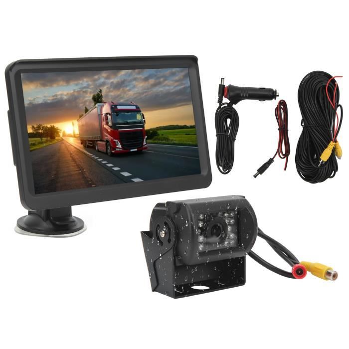 Kit Caméra De Recul 1080P HD Avec Moniteur IPS 7 Pouces - 2 Caméras étanches IP68, Vision Nocturne, Câbles 10m + 15m - Pour Camions, Camping-cars, Remorques - 5