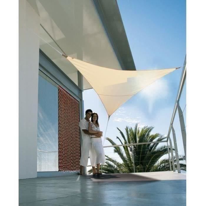 Voile ombrage triangulaire Serenity - JARDILINE - 5x5 m - Polyester - Protection anti-UV - Sable
