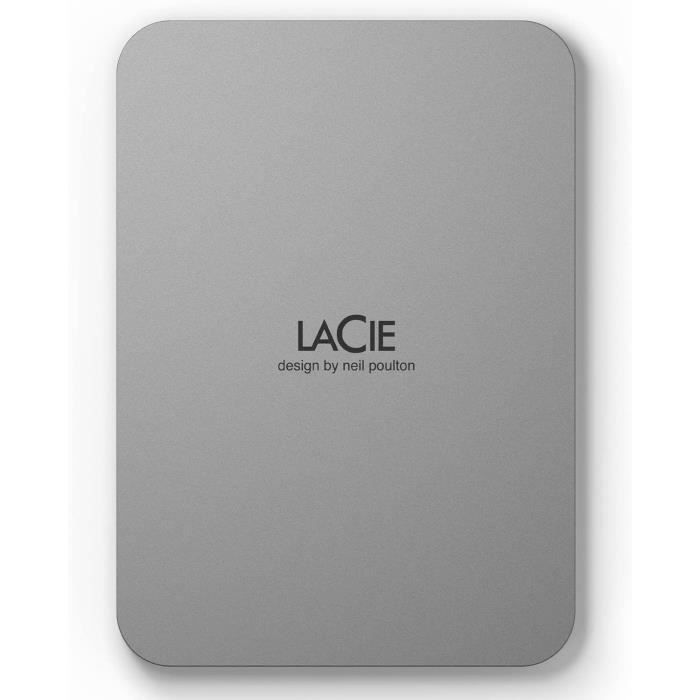 Disque dur portable externe - LACIE - Mobile Drive v2 - USB 3.1-C - 2To - Gris (STLP2000400)