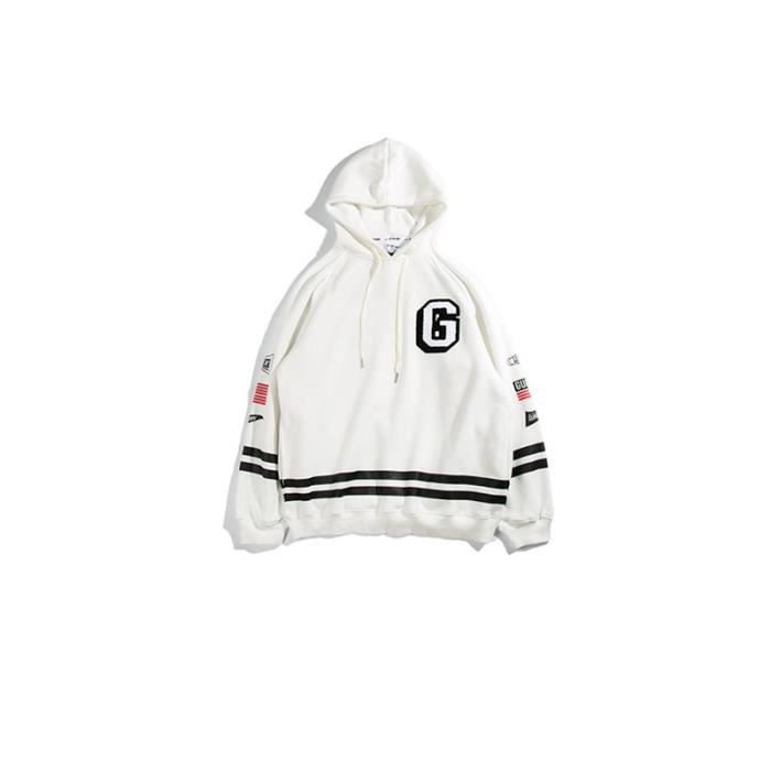 Sweat capuche homme avec logo et imprim dans le dos Blanc