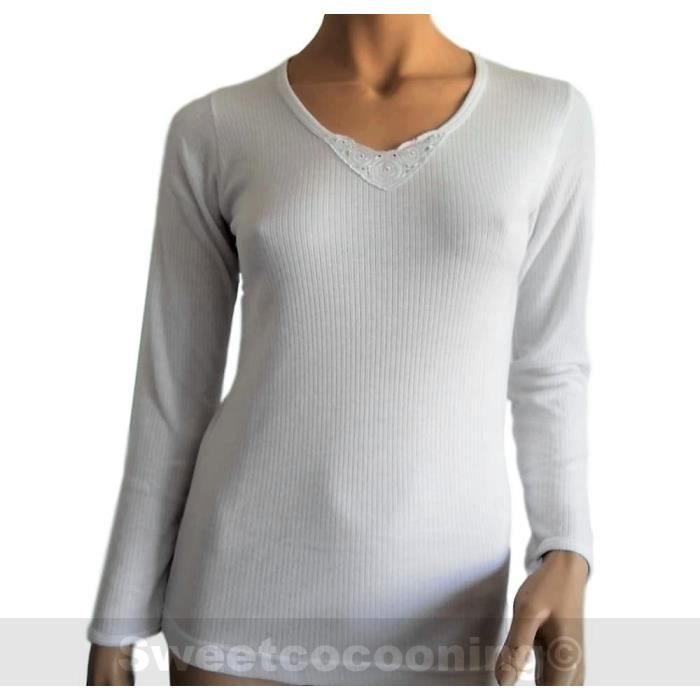 Maillot de corps femme coton manches longues clearance