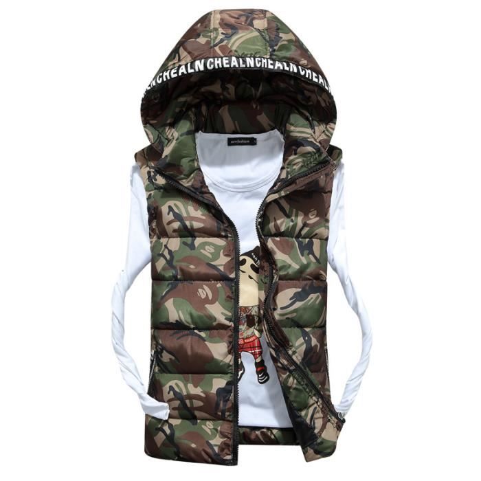 Doudoune sans manches Homme Marque Luxe à capuche Vêtements camouflage  sport Mode Vêtement Masculin Vert - Cdiscount Prêt-à-Porter
