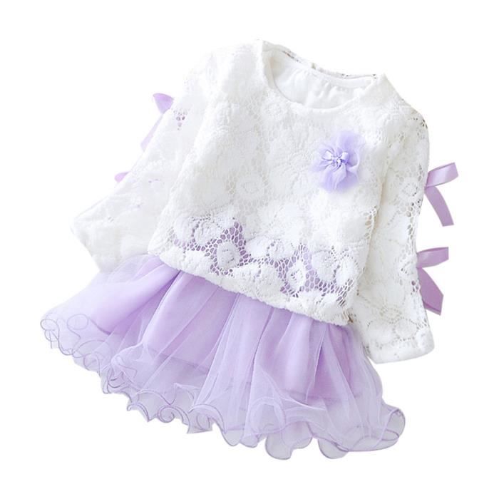 Nourrisson D Automne Pour Bebe Enfants Filles Party Dress Dentelle Tutu Princesse Vetements Tenues Violet Violet Achat Vente Ensemble De Vetements Cdiscount