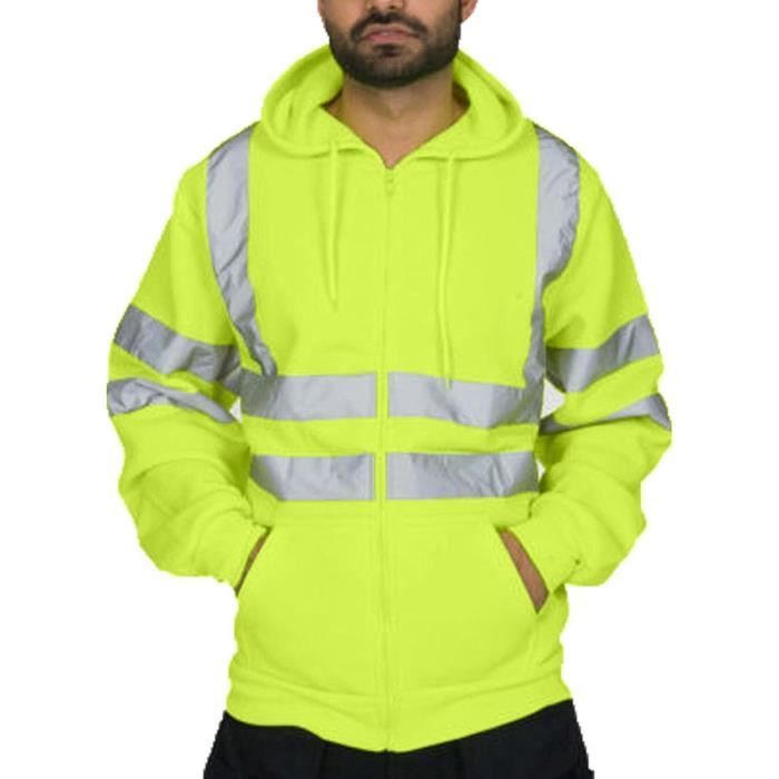 MANTEAU CABAN PARDESSUS 2023 a Capuche Veste Homme Veste De Travail Reflechissante a Capuche Pour Homme Fermeture eClair Vert Vert Cdiscount Pret a Porter