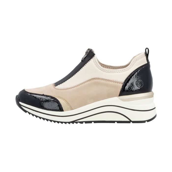 Remonte Basket Vegan - REMONTE - Gloria - Beige Combi - Zip - Compensé - Femme