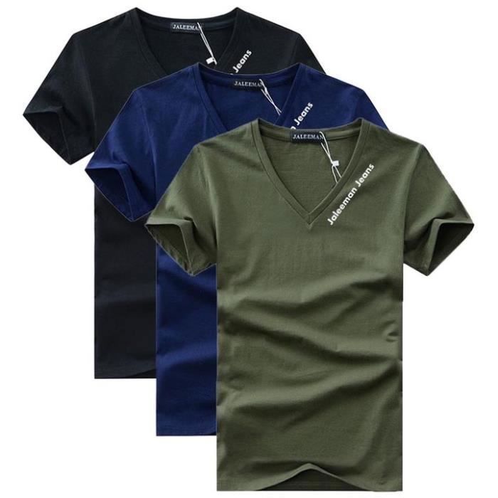 T-shirt Homme Manches Courtes Col V - Modal Doux - Coupe Décontractée Lâche - Uni - Pour Sport Et Quotidien