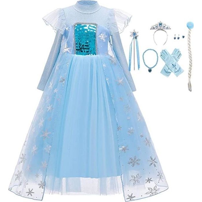 04 Elsa Robe Blanche # Robe Princesse Pour Filles Anna Elsa