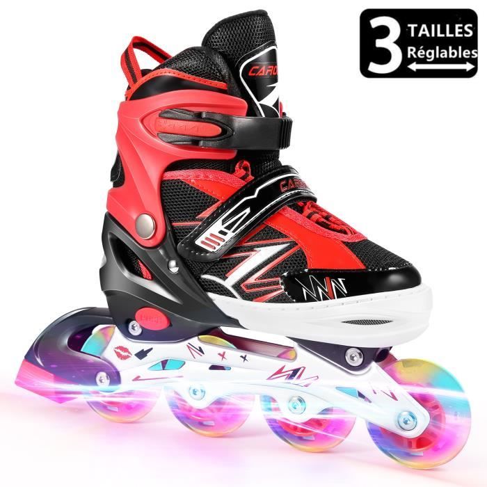 Roller en ligne réglable - Roller enfant - roller fille/garcon - Roller  lumineuse ajustable -S(31-34 )M(35-38)L(39-42)-Noir, rouge - Achat / Vente  Rollers en Ligne Enfant Adu - Cdiscount