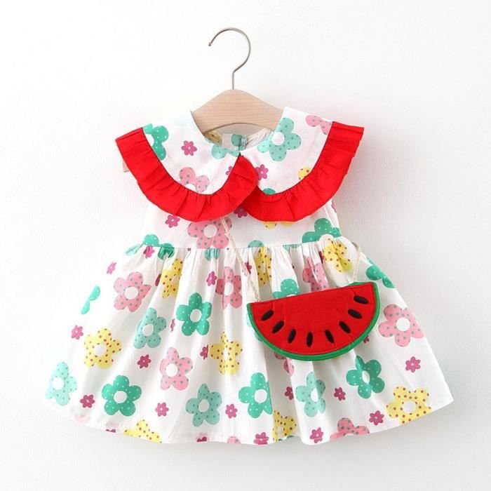 Un ensemble de vetements Enfant en bas age bebe enfant fille col Claudine Floral pasteque d ete robes de princesse Rouge Cdiscount Pret a Porter