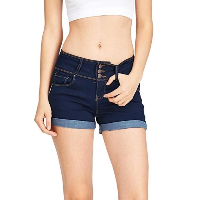 Femmes Taille Basse Lav Solide Court Mini Jeans Denim Pantalon