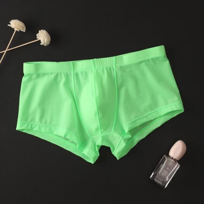 Sous-vêtements En Soie Glacée Pour Hommes, Boxer Respirant En Maille, Slip Avec Pochette Bugle, Pantalon De Coffre Masculin-Bleu-XXXL