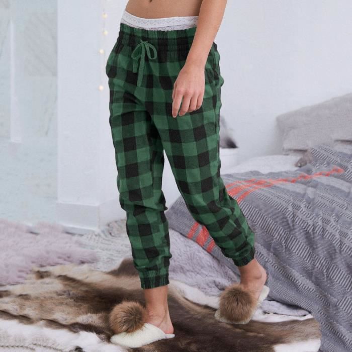 Pantalon carreaux on sale vert femme