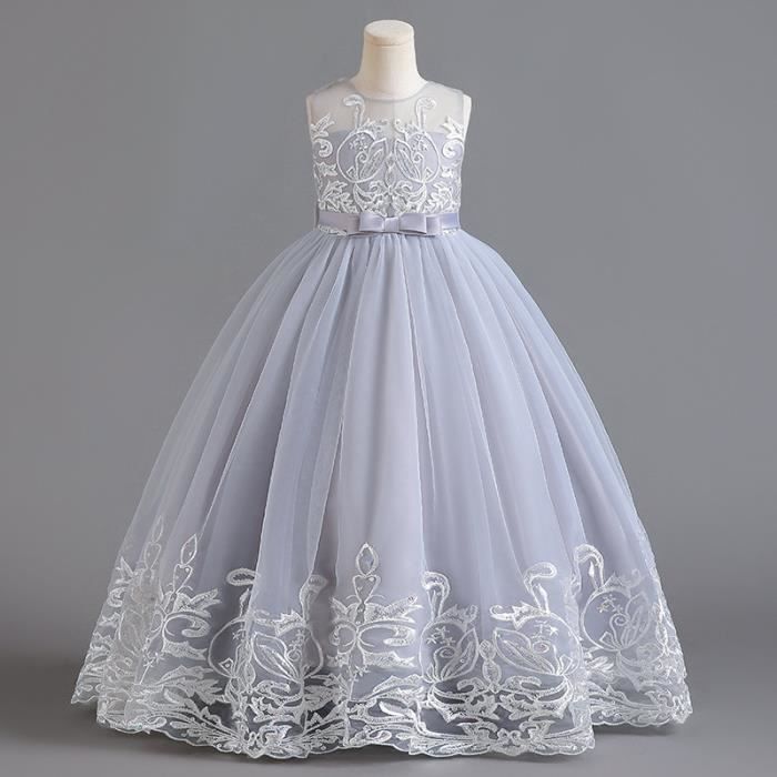 Robe De Cérémonie Fille Enfant Manches Longues Dentelle Et Strass - Pour Mariage, Fête, Spectacle (tailles 5-16 Ans)