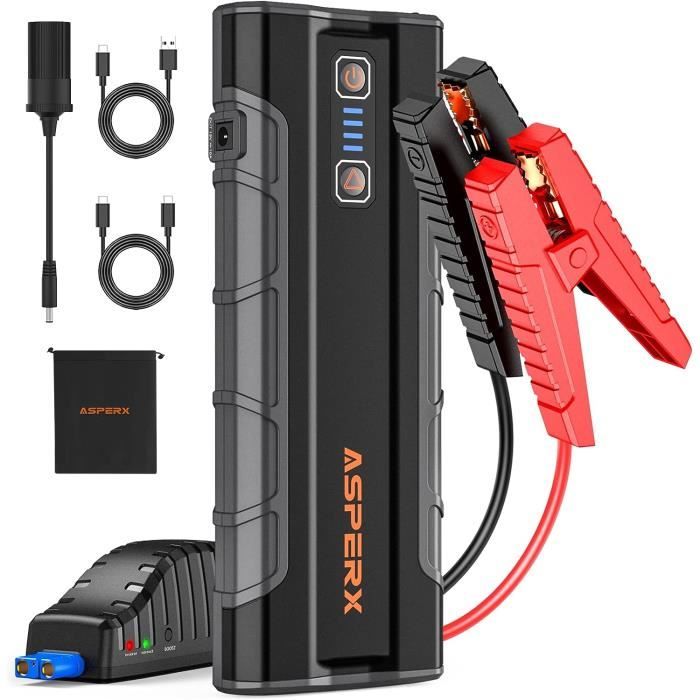 AsperX Booster Batterie 2500A 21000mAh 12V Démarreur Batterie Voiture Portable Jump Starter(Jusqu'à 10.0L Essence ou 7.3L Gazole)