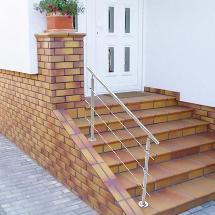 150cm Main Courante Escalier Exterieur En Acier Inoxydable Garde Corps Avec 3 Poteaux Traverses Pour Escaliers Balustrade Balcon Cdiscount Bricolage