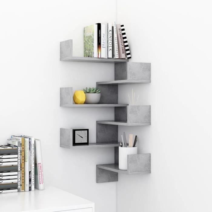 LVL - MEUBLE ETAGERE - Étagère murale dangle 2 pcs Gris béton 40x40x50 cm Aggloméré(7139)