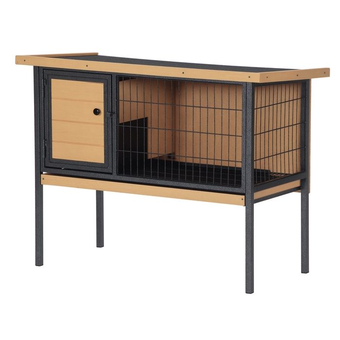 Cage à lapins PawHut en bois sur pieds clapier extérieur pour rongeurs cochons dinde avec toit ouvrable dim. 915L x 45l x 70H cm