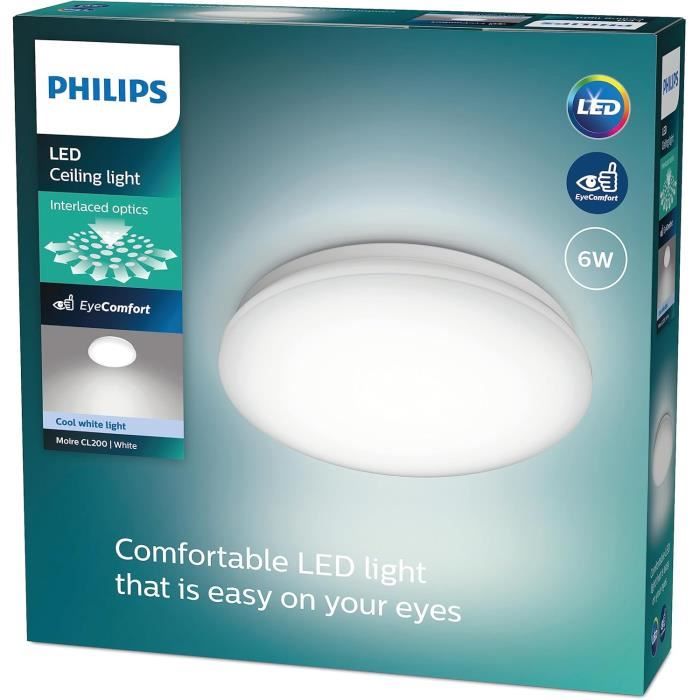 Plafonnier LED - PHILIPS - Moire - 6W - 4000K (Blanc froid) - Design contemporain