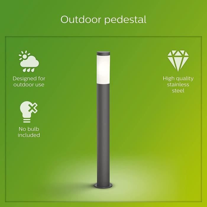 lampadaire d'extérieur philips utrecht - anthracite - 20w - résistant aux intempéries