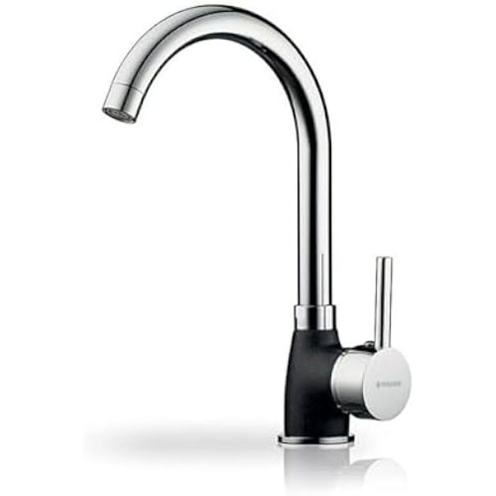 Robinet de cuisine Pyramis Bello Duo 090927138 granit noir (noir jaspé acier inoxydable)