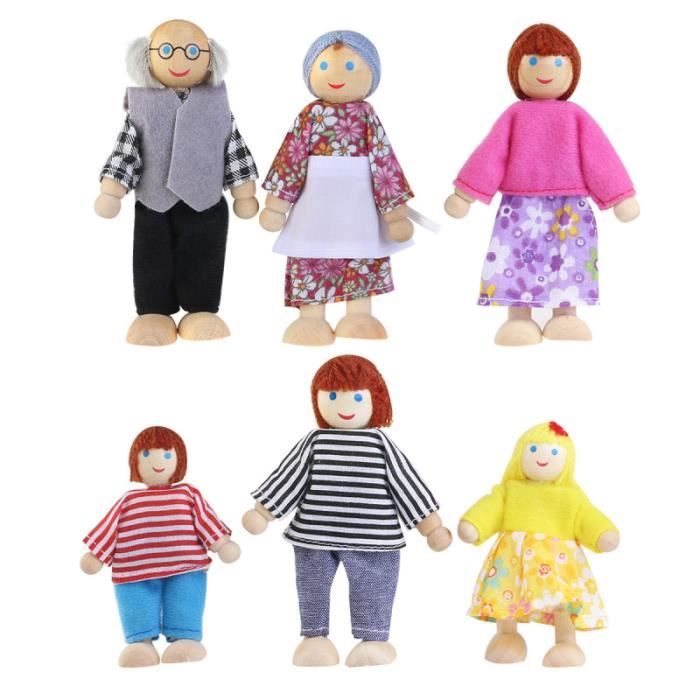 Set De 6 Marionnettes à Main Familiales 30 Cm – Grand-père, Grand-mère, Papa, Maman, Fils, Fille