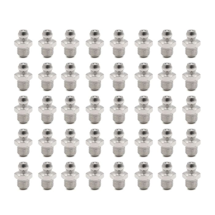 Sourcing Map 30pcs Graisseurs Droits 1/8" Nickelés - Raccords Graissage Pour Voiture, Moto, Camion