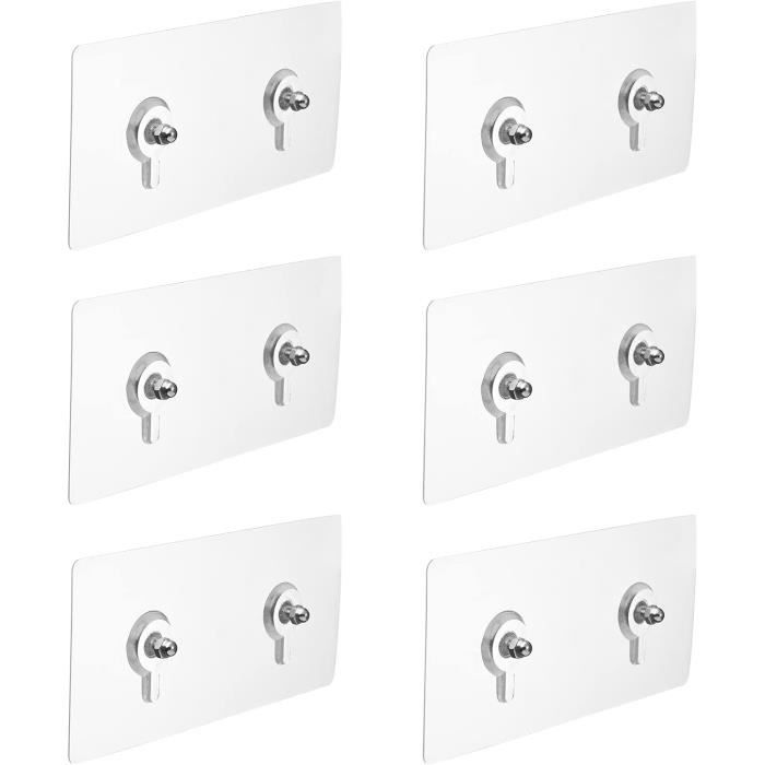 Crochets Auto-Adhésifs Transparents - 20 Pièces Pour Cadres, Miroirs - Support Jusqu'à 2,5 Kg - Sans Percer