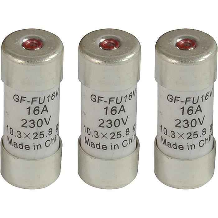 Lot De 6 Fusibles à Voyant GEFOM - 10A/16A/20A/32A - Pour Tableau Electrique