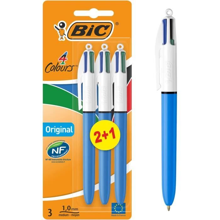 BIC Lot de 6 Recharges pour stylo à bille BIC 4 COULEURS pointe