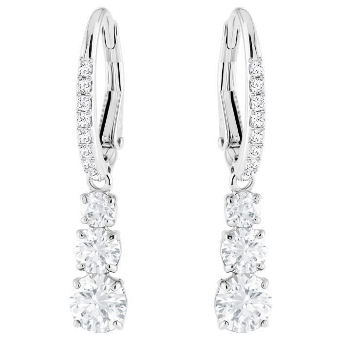 Bague - Anneau - Swarovski - Boucles d'oreilles Swarovski Attract Trilogy argentées