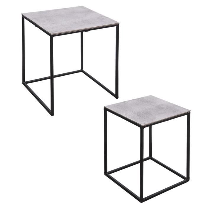 set de 2 bouts de canapés carrés argent - table passion - salon - métal - 38x45 et 30x39 cm