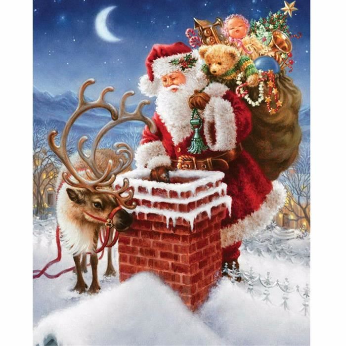TEMPSA 5D Point de Croix Père Noël Peinture Diamant Broderie Décor Fête  Maison Cadeau - Achat / Vente tableau - toile - Cdiscount