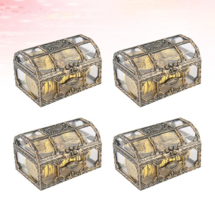 Coffre Au Trésor Pirate Transparent - Boîte De Rangement Pour Bijoux, Pièces, Bonbons - Environ 10,5 X 8 X 6,5 Cm - ABS Solide - Déco Et Jeu Pour Enfants