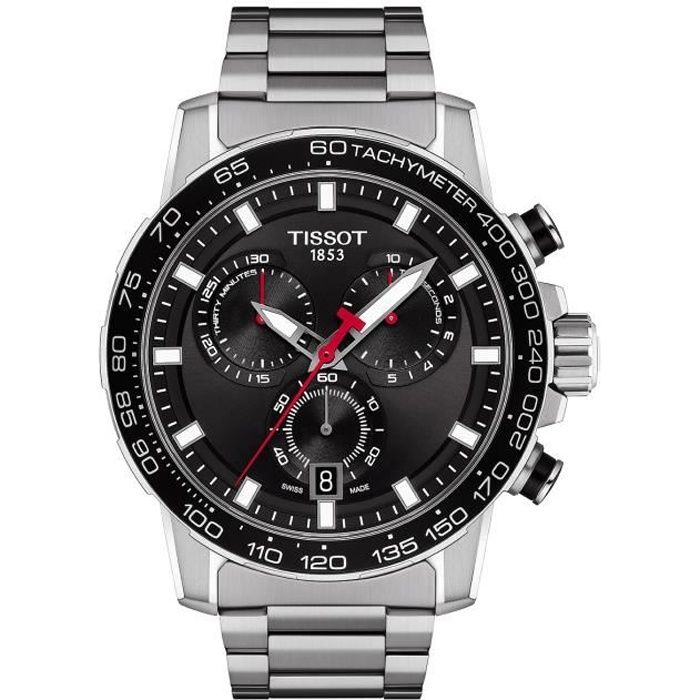 Bracelet acier homme - TISSOT - Montre Tissot Supersport Chrono fond noir -  Couleur de la matière:Blanc Mouvement à Quartz, - Achat/vente montre Homme  Adulte Acier - Cdiscount