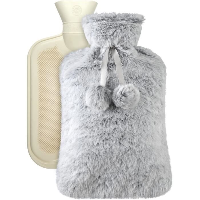 Bouillotte D'Eau Chaude 2 Litres Carrée - Avec Poche Kangourou - Gris - Neuf