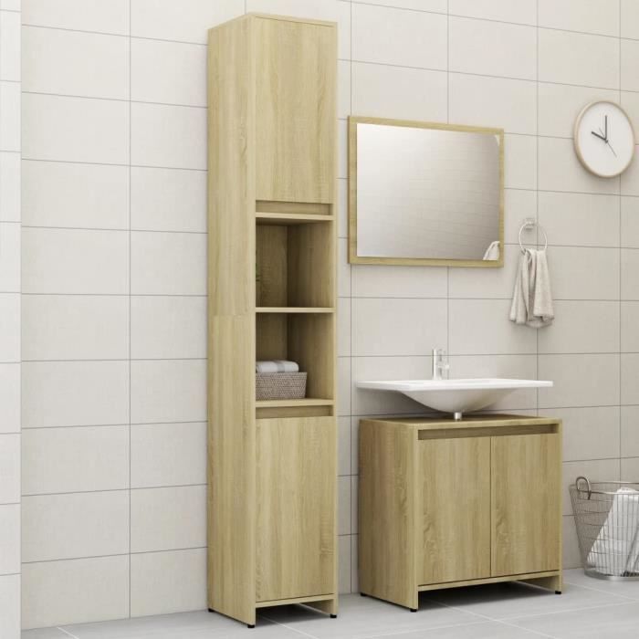 Meuble de salle de bain mural couleur chêne Sonoma 32x20x67 cm | Leroy