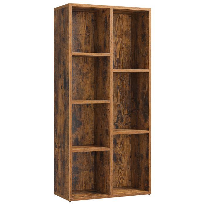 vasagle bibliotheque a 7 compartiments 50 x 24 x 106 cm l x l x h etagere a 7 cubes style vintage marron rustique lbc27bx cdiscount puericulture eveil bebe