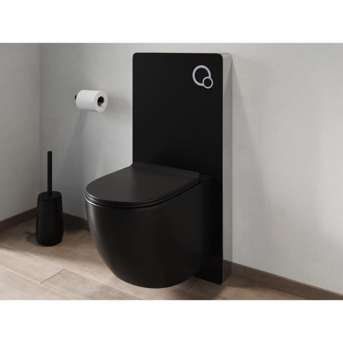 Pack WC suspendu avec bâti-support décoratif - Noir mat - JAVOINE