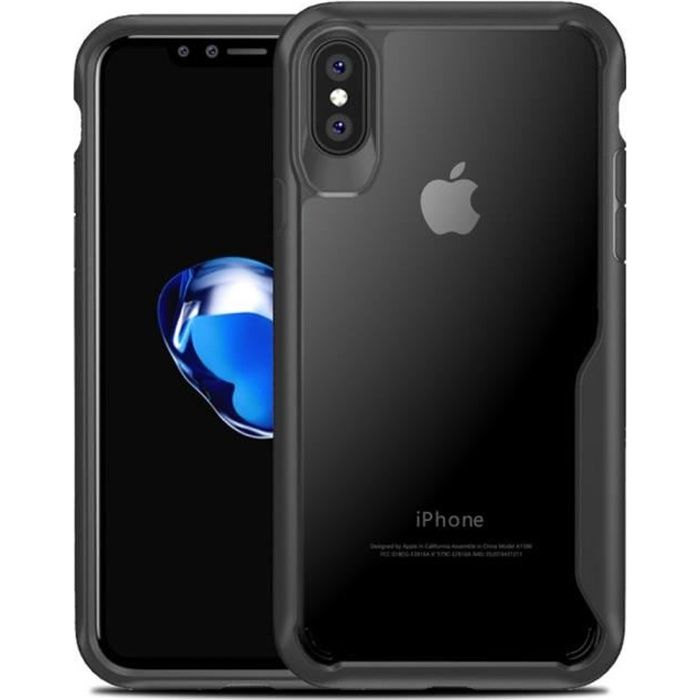 Coque Pour iPhone X-XS Bumper Hybride Rigide Antichoc Noir