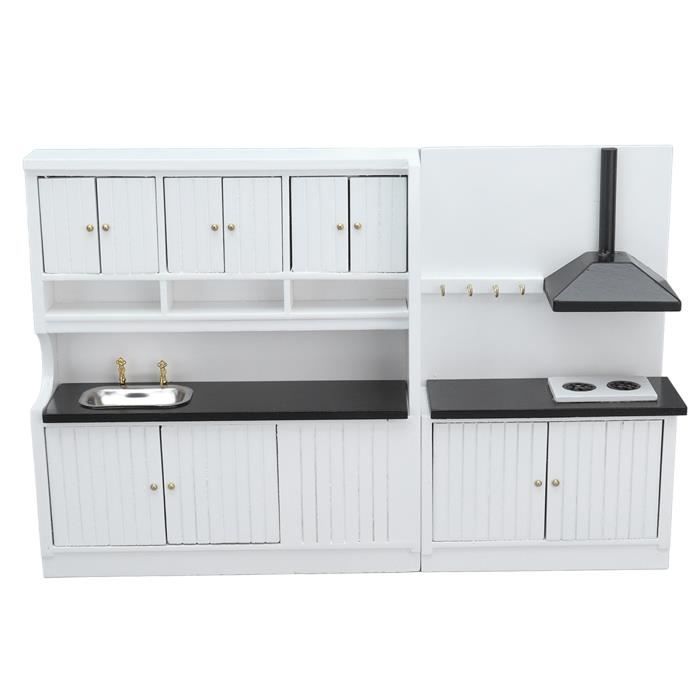Zerodis Meuble Miniature 1/12 – Lavabo En Bois Blanc – Accessoire Cuisine Ou Salle De Bain Pour Maison De Poupée