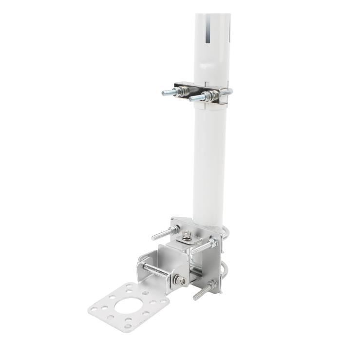 HiCOZZIE Kit Support Poteau Antenne - Fixation Double Boulons U Et Mâchoire V - Acier Galvanisé Argent