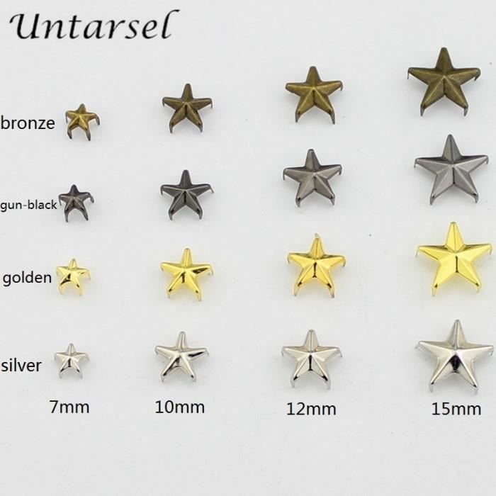 RIVET,10mm silver (100pcs)Clous dorés en forme'étoile métallique, 5