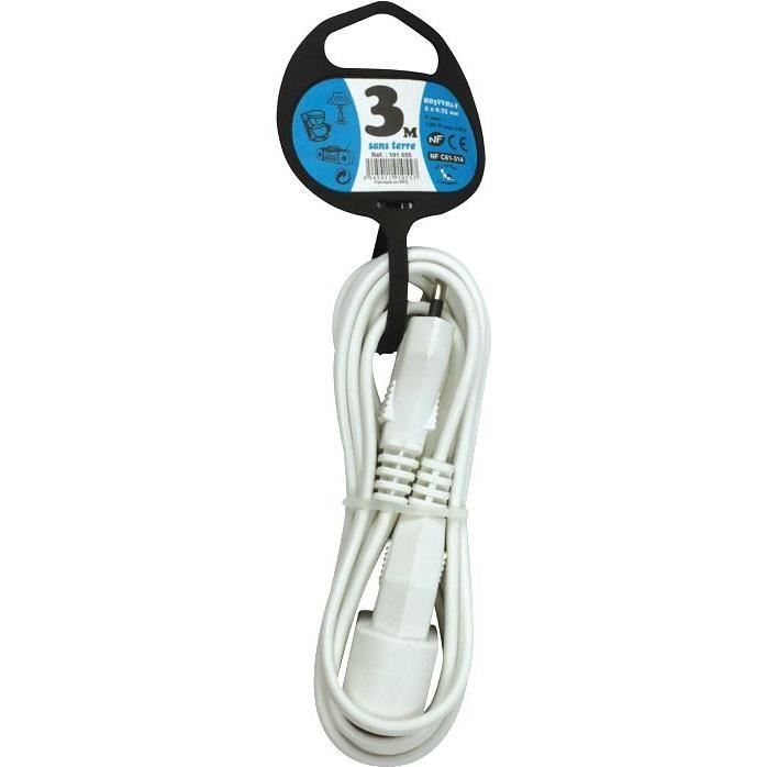 Prolongateur HO3vvf 2g0.75 coloris blanc 3 m