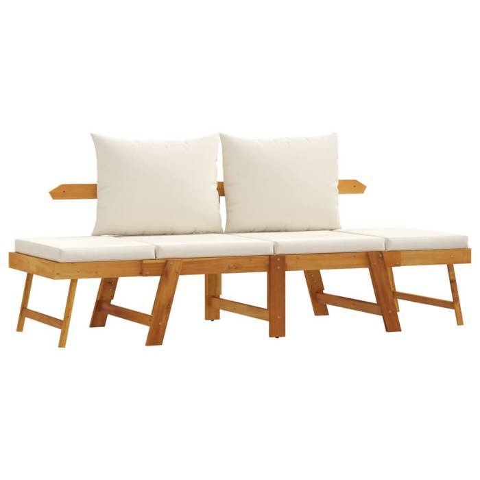 VidaXL Banc De Jardin Bambou 120 Cm Avec Coussin Beige – Banc Terrasse Extérieur Patio, Style Naturel Durable