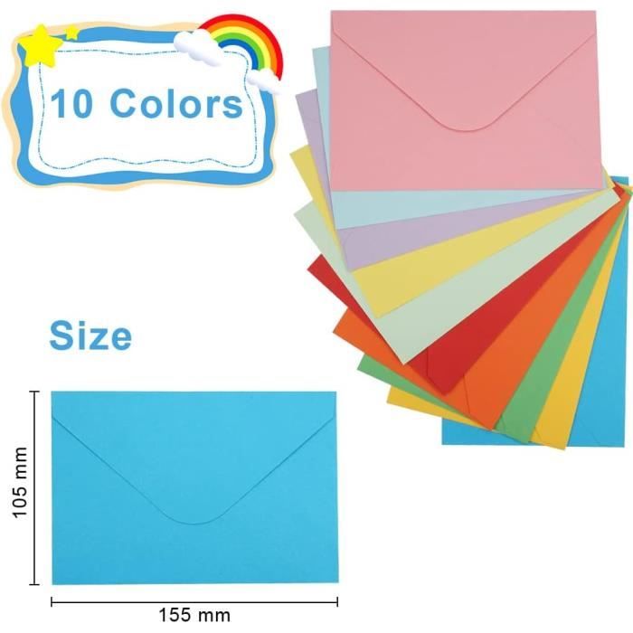 Mini Enveloppes Couleur, 105 Pièces Enveloppes Colorées, Enveloppe  Multicolore, Petite Enveloppe, Enveloppe vierge bricolage, pour Mariages,  Fêtes
