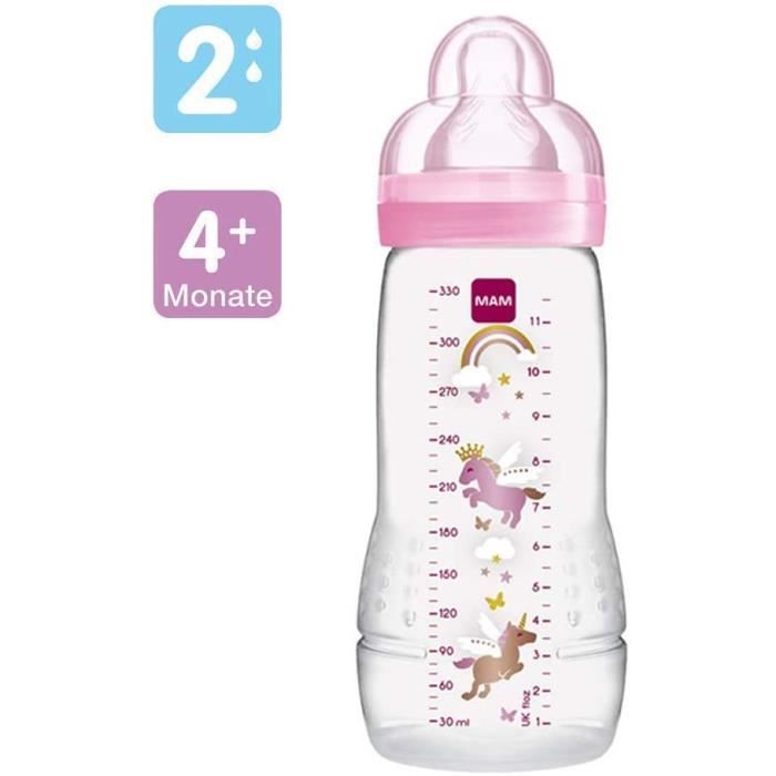 GOUPILLON BIBERON MAM Set intelligent pour filles agrave partir de 4 mois  biberon Baby Bottle Easy Active 330 ml avec teacuteti188 - Cdiscount  Puériculture & Eveil bébé